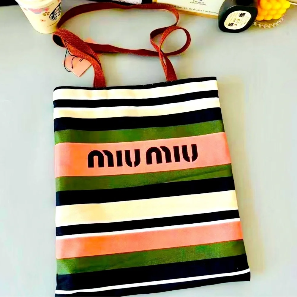 MIU MIU Black, Green, Pink, & White Tote Bag,. NWT